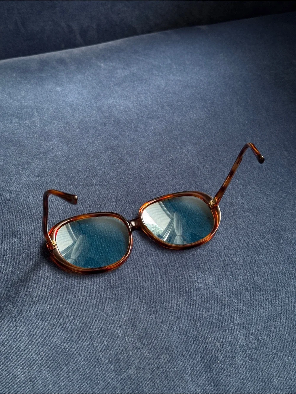 Vintage Italian O. Friulana  Oversized Blue tint Sunglasses.